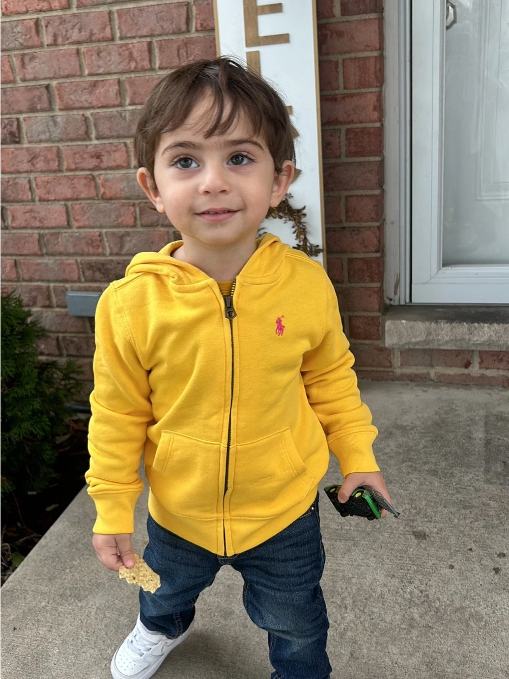 Ralph Lauren Bright Yellow Kids Zip Hoodie with Polo Logo